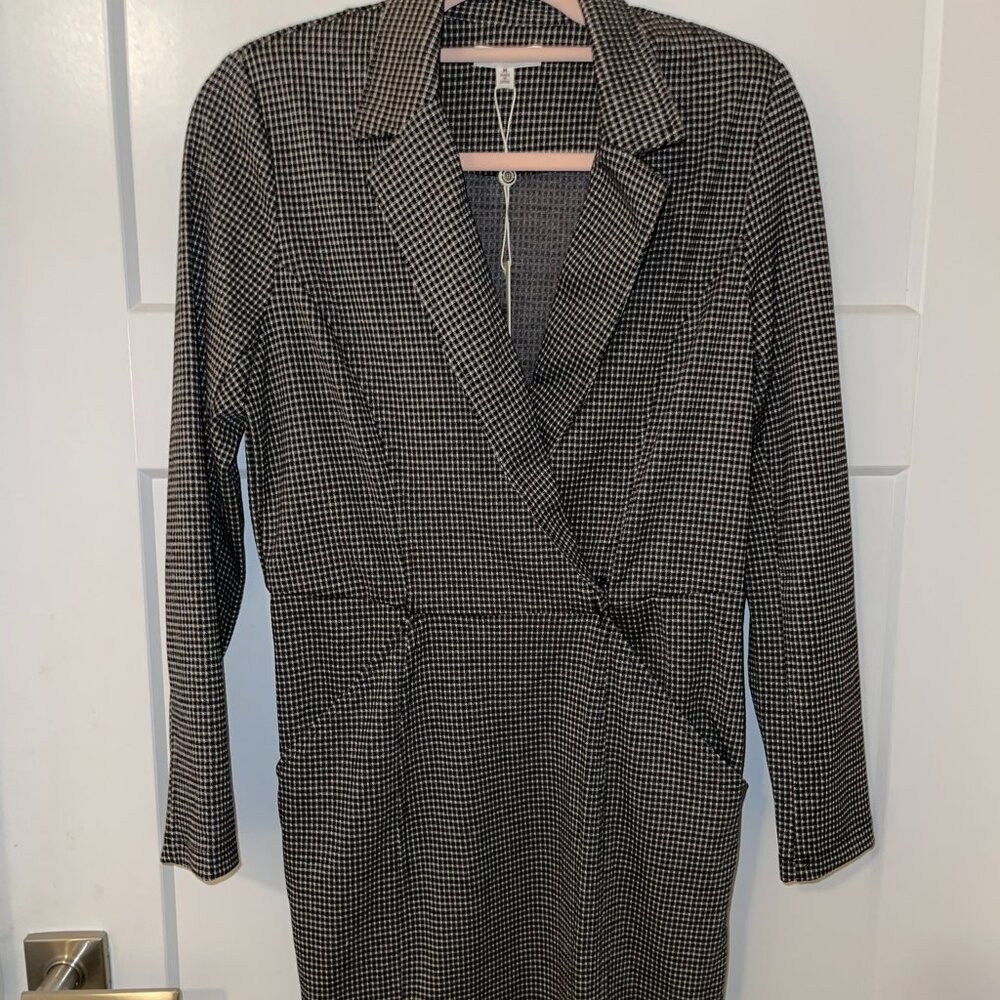 Plaid wrap front dress